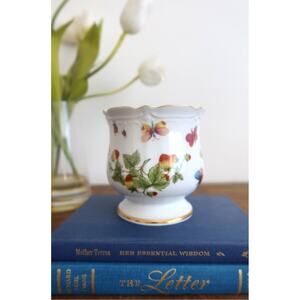 Vintage Lenwile Royal Crown Ardalt Flower Pot Cache Pot Butterfly Strawberry